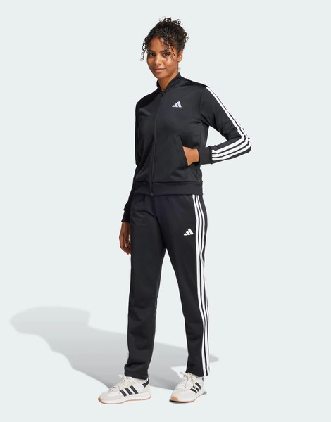  Adidas Performance Essentials 3 Stripes Track Suit In Black 
