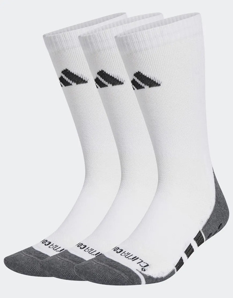  Adidas Performance Performance Grip Climacool Cushioned Crew Socks 3 Pairs In White / Dark Grey Heather / Bl 