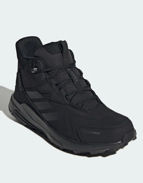  Adidas Performance Terrex Anylander Leather Mid Climaproof Hiking Shoes In Core Black / Carbon / Grey 
