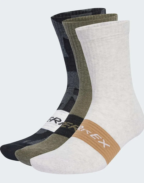  Adidas Performance Terrex Multi 3 Pack Socks In Black / Olive Strata / White 