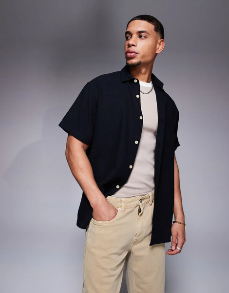  Adpt Oversized Short Sleeve Shirt In Black 