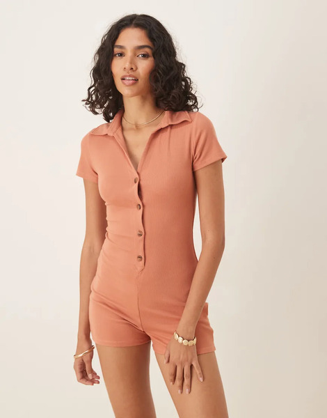  Agon Bitton Front Playsuit In Dusty Rose Pink 