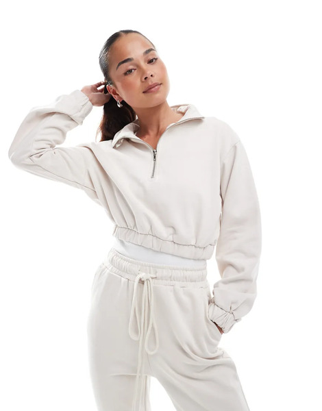  Agon Half Zip Sweatshirt In Stone Neutral 
