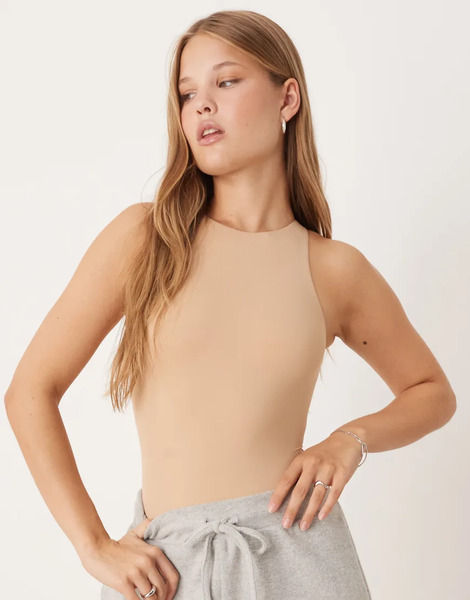  Agon Sleeveless Boydsuit In Beige Neutral 
