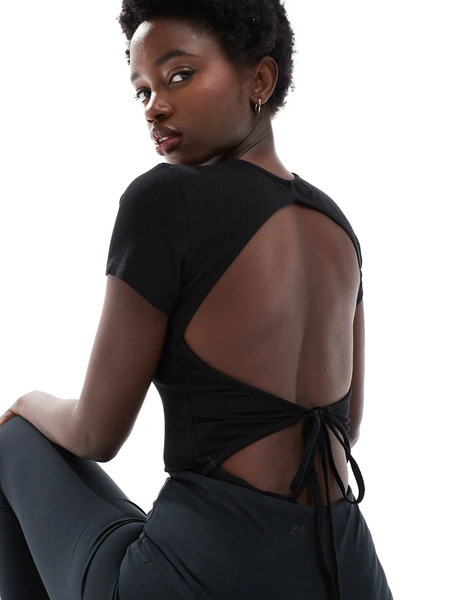  Agon Tie Back Tops In Black 