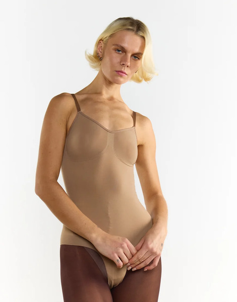  Agon V Neck Bodysuit In Beige Neutral 