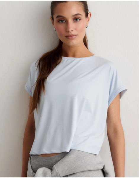  Aim'n Aura Soft Basic Roll Sleeve Top Blue 