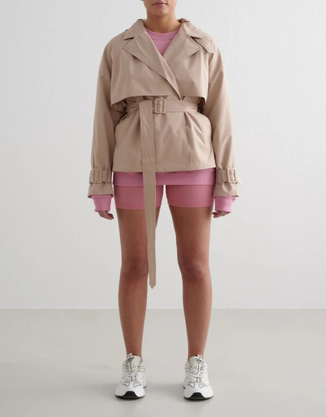  Aim'n Beige Tech Shorter Cropped Trench Jacket Neutral 