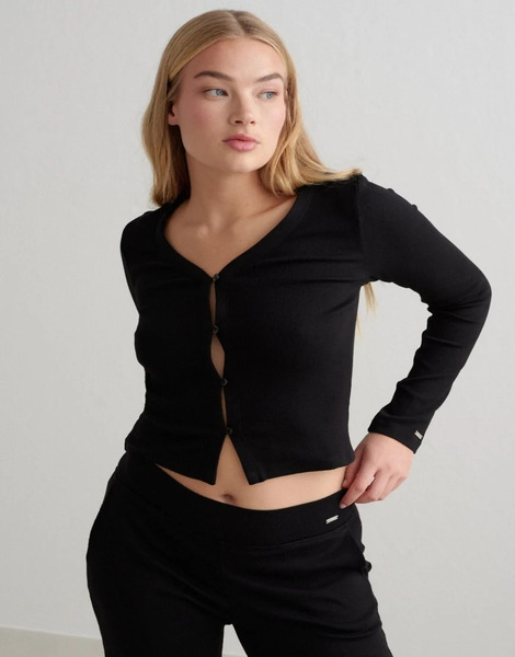  Aim'n Black Ease Ribbed Cardigan 