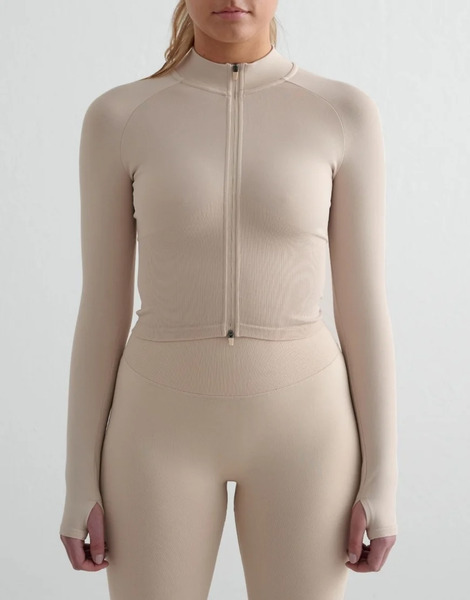  Aim'n Clay Shape Seamless Zip Jacket In Beige Neutral 