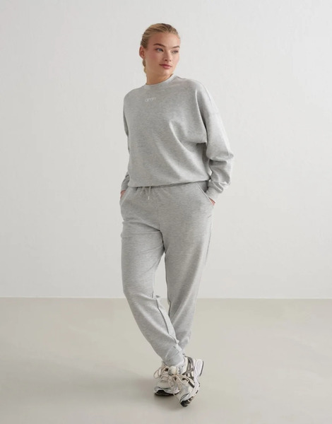  Aim'n Light Grey Melange Comfy Modal Pants In Light Grey 