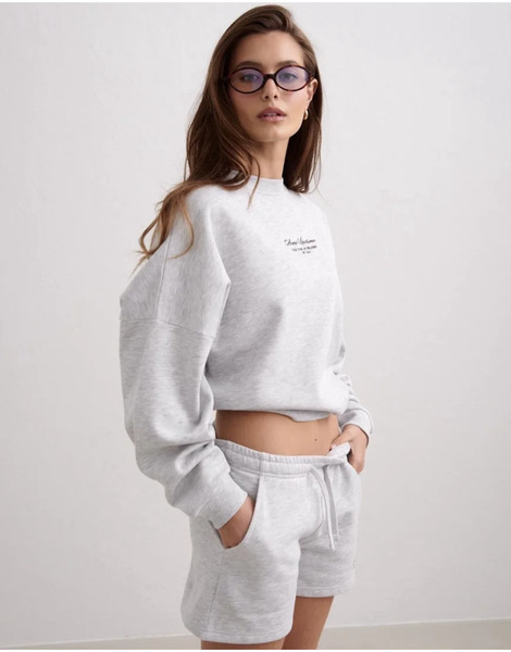  Aim'n Light Grey Melange Script Sweatshirt In Light Grey Melange 