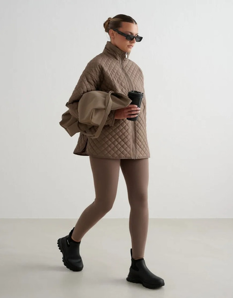  Aim'n Nougat Oversized Quilted Jacket Brown 