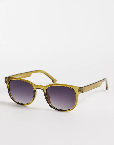 Aj Morgan Hill Street Rectangular Sunglasses In Olive Green 