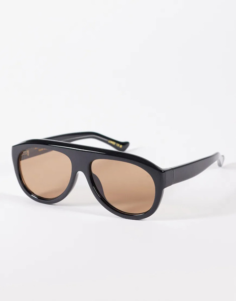  A. Kjaerbede Rio Oversized Shield Aviator Sunglasses In Black 