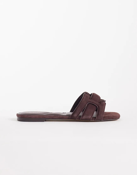  Aldo Elenaria Flat Sandal In Dark Brown 