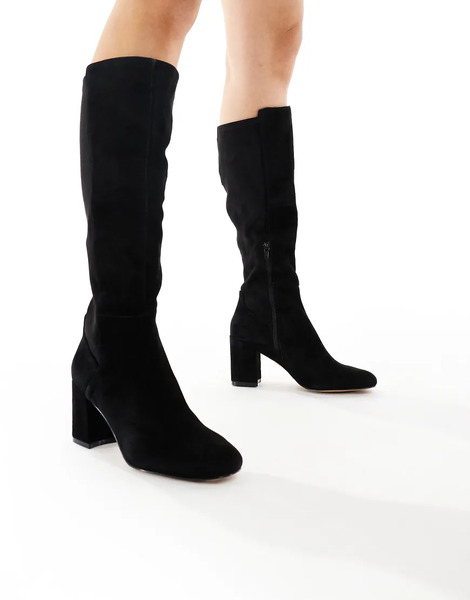  Aldo Satori Block Heel Knee Boots In Black Leather 