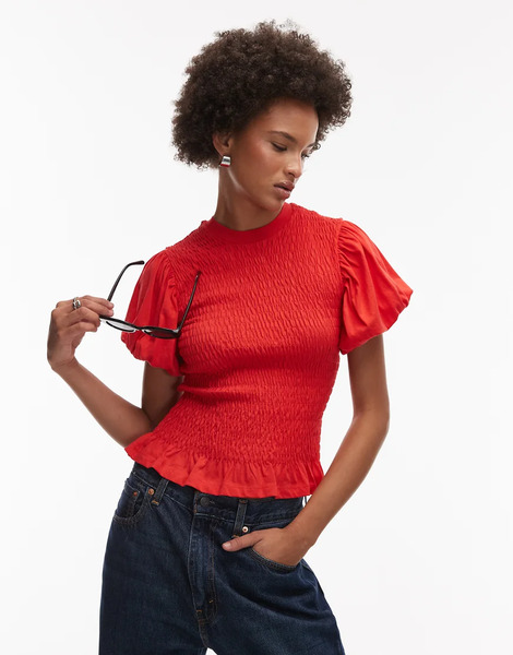  Allsaints Dael Shirred Top In Red 