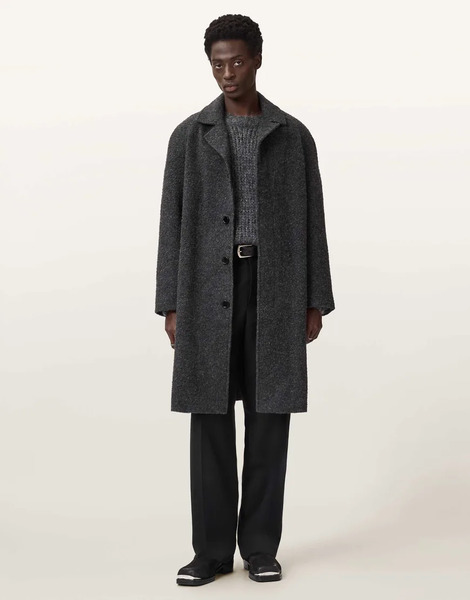  Allsaints Duke Wool Overcoat In Grey   Grey 