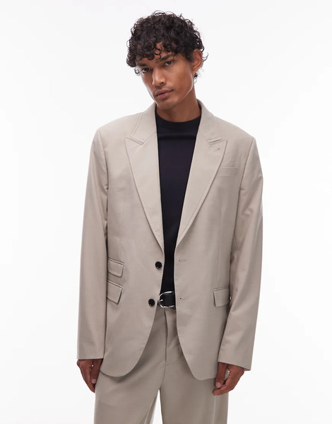  Allsaints Gallow Tailored Blazer In Taupe   Stone Neutral 