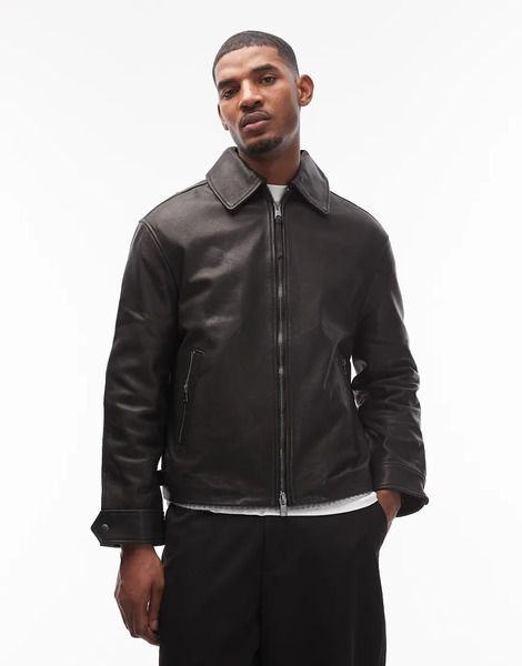  Allsaints Garrison Leather Jacket In Black 