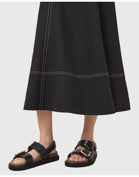  Allsaints Isla Leather Sandals In Black 