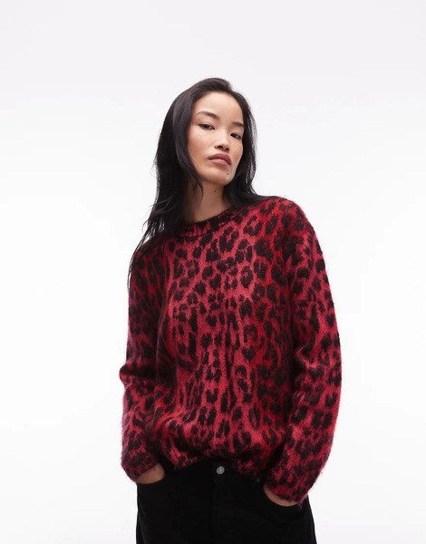  Allsaints Leopard Jumper In Red 