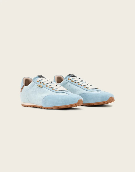  Allsaints Liam Low Top Denim Trainers In Light Blue 