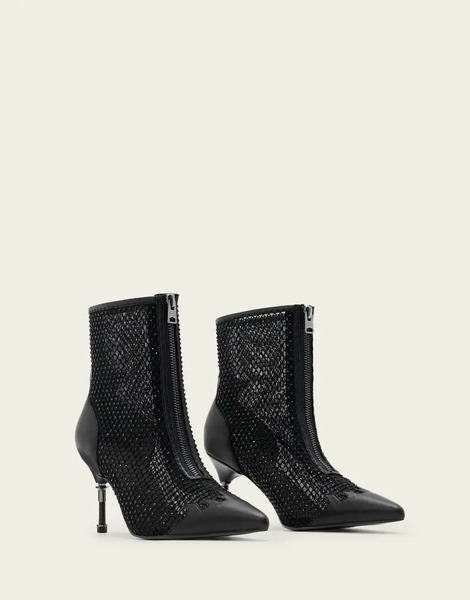  Allsaints Natasha Mesh Pointed Boot In Black 