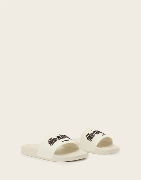  Allsaints Saints & Sinners One Strap Logo Sliders In White 