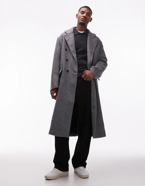  Allsaints Tailored Ezra Coat In Grey Black 