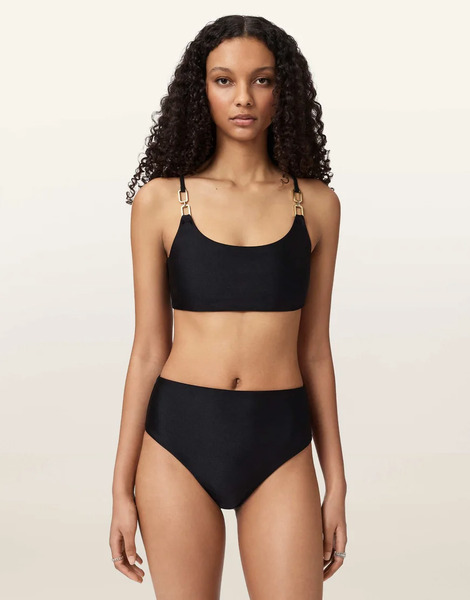  Allsaints Talaria High Waisted Bikini Bottom In Black 