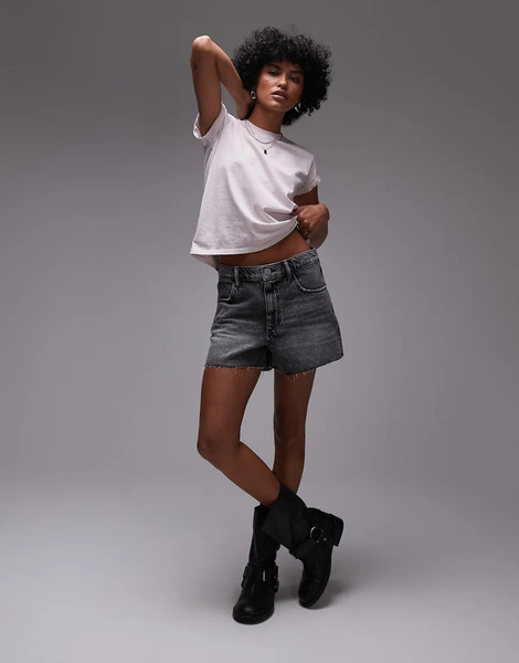  Allsaints Tate Denim Short In Washed Grey 