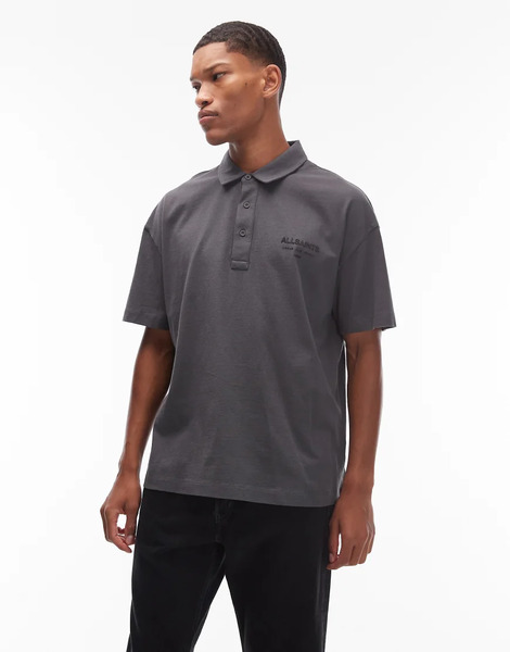  Allsaints Xander Polo Shirt In Grey 