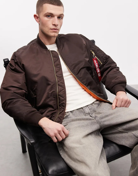  Alpha Industries Bomber Jacket In Dark Brown 