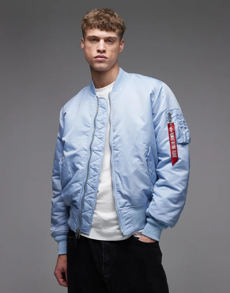  Alpha Industries Bomber Jacket In Light Blue 