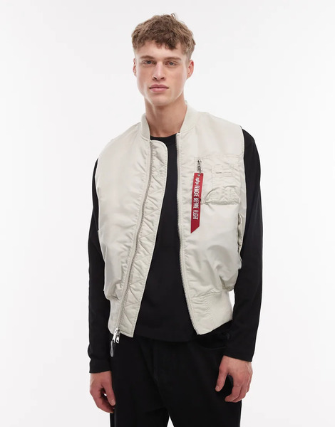  Alpha Industries Utility Gilet In Stone Neutral 