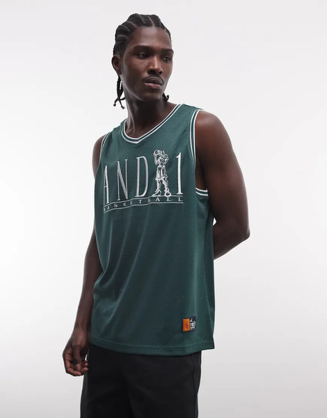  And1 Basketball Logo Vest In Dark Green 