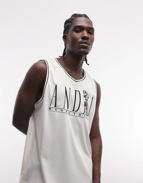  And1 Basketball Logo Vest In Ecru White 
