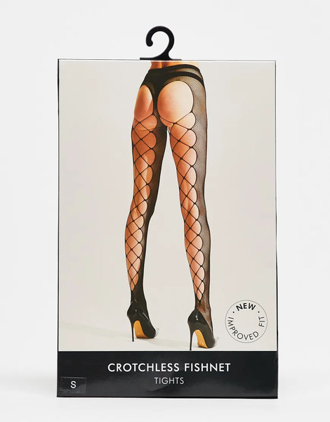  Ann Summers Crotchless Fishnet Tights In Black 