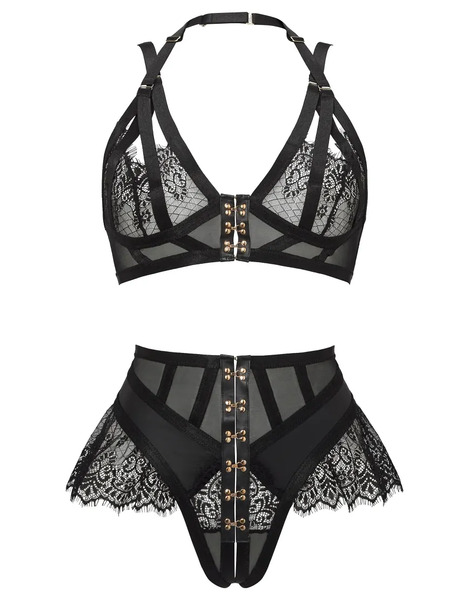  Ann Summers Exuberant Crotchless Set In Black 