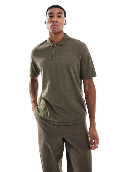  Another Influence Short Sleeve Polo Shirt In Khaki Green 