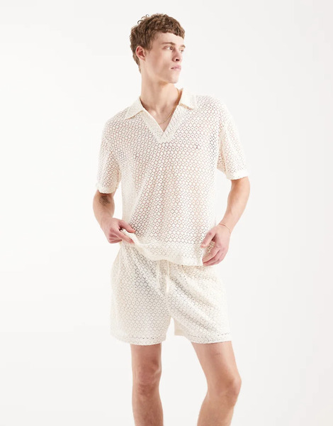  Aray Crochet Knit Short In White 