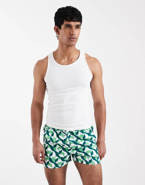  Aray Geo Print Swimshort In Green Multi 