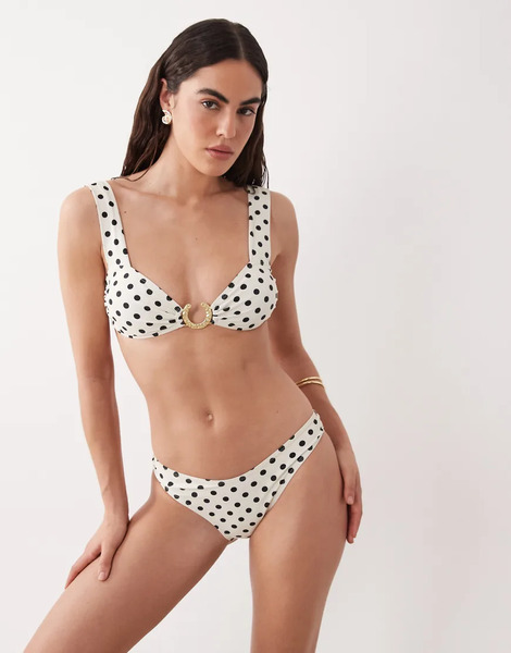  Aray Polka Dot Bralet Bikini Set In White 