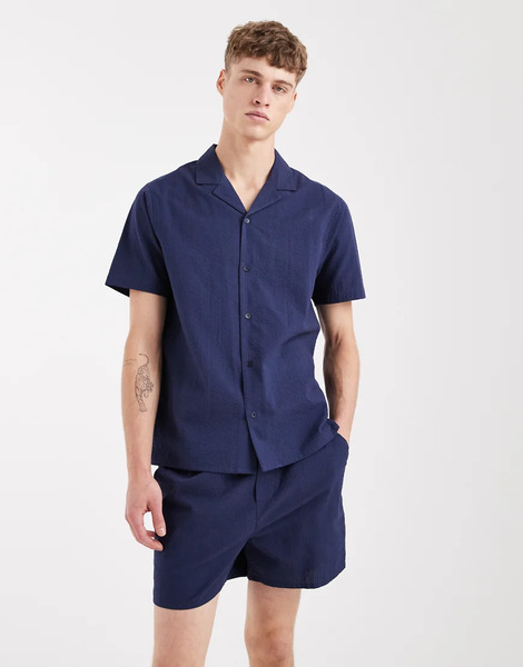  Aray Seersucker Short In Navy 