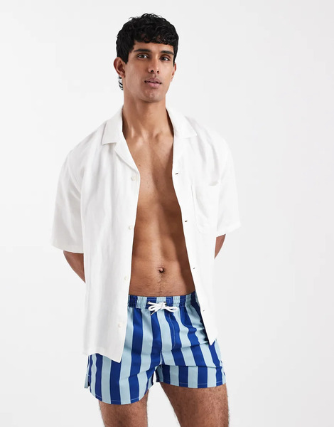  Aray Swimshort In Tonal Mid Blue Stripe 
