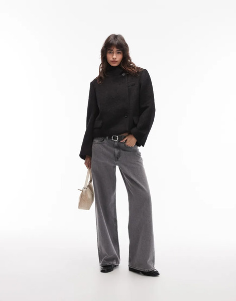  Arket Brushed Wool Jacket In Black 