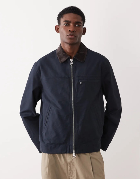  Arket Canvas Worker Jacket In Dark Blue Black 