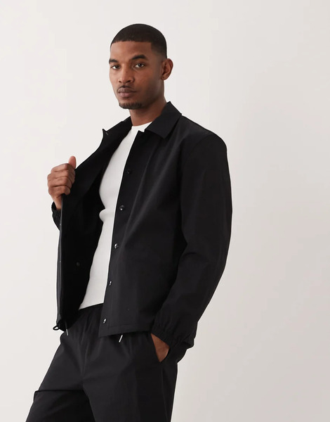 Arket Co Ord Popper Front Overshirt In Black 